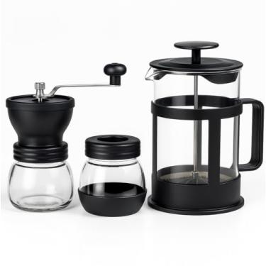Imagem de Kit Café Cafeteira Prensa Francesa 1000ml + Moedor Manual De Café Com Regulagem