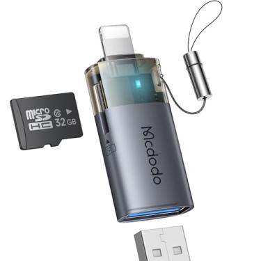 Imagem de Mcdodo Adaptador USB para Lightning com compartimento para cartão micro SD, leitor de cartão TF USB 3.0, adaptador OTG compatível com câmera, mouse, teclado, conectar disco U, compatível com iPhone 14