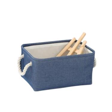 Imagem de Caixa Organizadora Dobrável de Tecido Linho Multiuso 41x32x20cm (Azul)