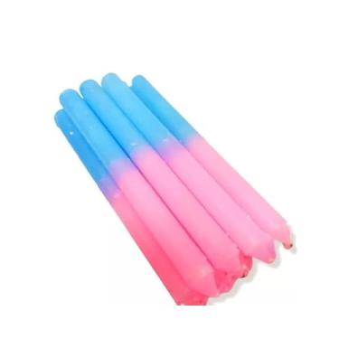 Imagem de Vela Rosa Com Azul Palito Comum C/ 50 Velas