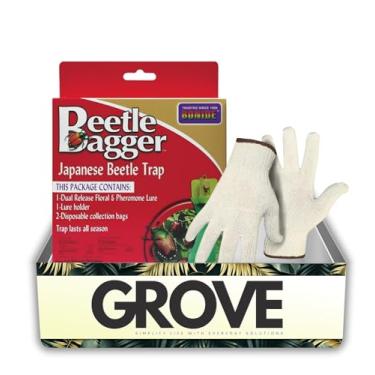 Imagem de Conjunto de 6 armadilhas para besouros japoneses com luvas de trabalho – Sacos de substituição para kit de armadilha de besouro japonês para apoiar o controle de pragas de jardim e fácil eliminação