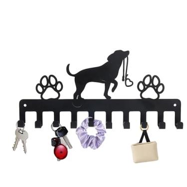Imagem de YAOPEL Porta-chaves com 10 ganchos, ganchos para chave para montagem na parede, organizador de chaves de cachorro fofo, organizador de metal para cozinha/corredor/casa/escritório