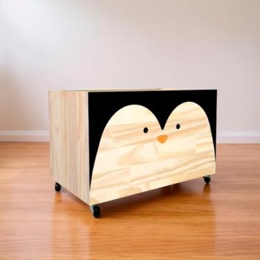 Imagem de Caixote de Madeira para Brinquedos, Caixa Organizadora de Madeira, Baú com rodas para Brinquedos(CX098)