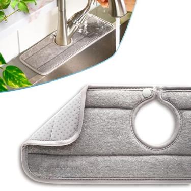 Imagem de O tapete de pia original Ternal coletor de gotejamento e protetor de respingos, tapete de torneira para pias - microfibra absorvente, protetor de balcão lavável na máquina e tapete de secagem para