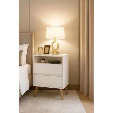 Imagem de Mesa de Cabeceira Lotus Plus 2 gavetas Branco - Comprar Moveis para su