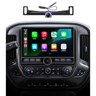 Imagem de Rádio de substituição para Chevy Silverado GMC Sierra - carro estéreo Carplay Android Auto 2014-2018 QLED Touch Screen Radio BT Wireless Mirroring GPS Navigation 25.4 cm Head Unit (6G + 128G)