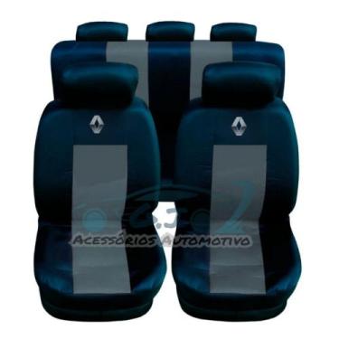 Imagem de capa para banco de carro em couro cor preto/cinza Megane 2005 - gj ace