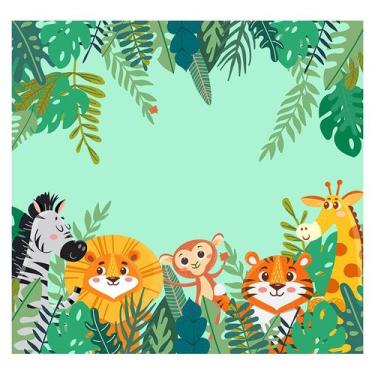 Imagem de Papel de Parede Adesivo Infantil Safari Animais Quarto Bebe - 719pcp -