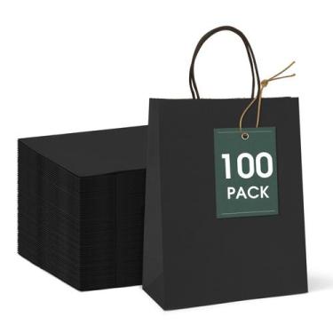 Imagem de Sacos de presente GSSUSA, pacote com 100 unidades, papel preto, 20x10x