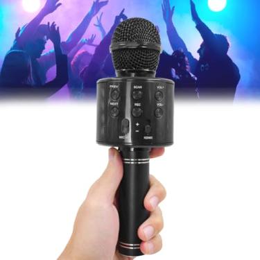 Imagem de Microfone Karaokê Bluetooth com Alto-Falante Embutido – Recarregável, Efeitos de Voz, Entrada USB, SD e AUX – Ideal para Festas, Crianças e Diversão em Família (Preto)