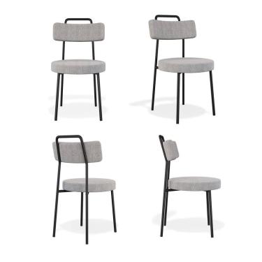 Imagem de Kit 4 Cadeiras Sala de Jantar Ster Linho Cinza - Vallisa Decor