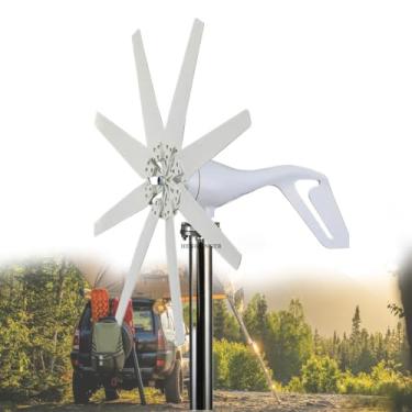 Imagem de 24V,12000W Gerador de turbina eólica 8 pás de potência 12V 24V Dynamo com sistema de carregador solar híbrido para uso doméstico RV Farm