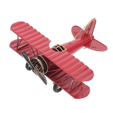 Imagem de Toyvian Modelo de Avião: Modelo de Biplano de Ferro Retrô, Decoração de Avião Vintage, Enfeite de Avião Retrô Pendurado para Presentes de Natal E Aniversário, Decoração para Casa E Mesa (vermelho)