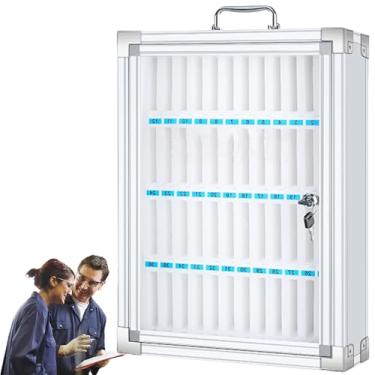 Imagem de Caixa de armazenamento portátil para celular, cofre para celular de parede com trava, compartimento de algodão perolado, alça de metal, estrutura de liga de alumínio