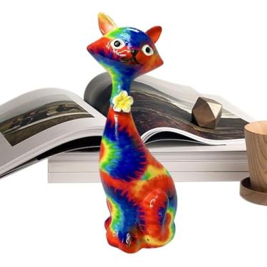 Imagem de Rrlihjgu Estatueta De Gato Estatueta, de Resina Caseira em Forma de Gato - Decalque Lembrança Moderna para Escritório Estante Mesa de Jantar Criado-Muda Entrada Presente Mudança Casa