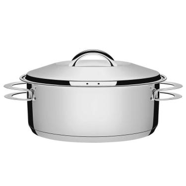 Imagem de Caçarola Tramontina Solar Rasa 28 cm 7,1 L em Aço Inox Fundo Triplo com Tampa e Alças 62503280
