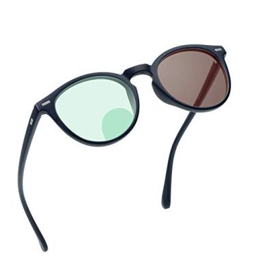 Imagem de YEIN Óculos de leitura bifocais, óculos de sol cinza fotocromático, ampliação de 0,00/+1,00 para homens/mulheres, 04-2123 Marrom marinho, 1 Count (Pack of 1)