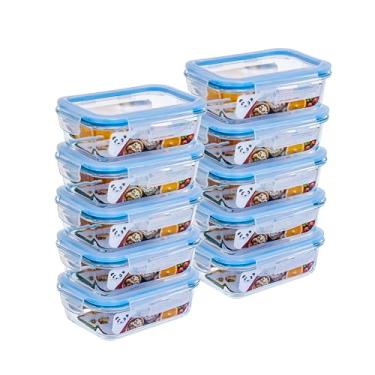 Imagem de GATO PANDA Potes de Vidro Retangulares com Tampa Hermética, 640ml, Vidro Borossilicato, Kit com 4, 5, 6, 10 ou 12 Unidades (Azul)