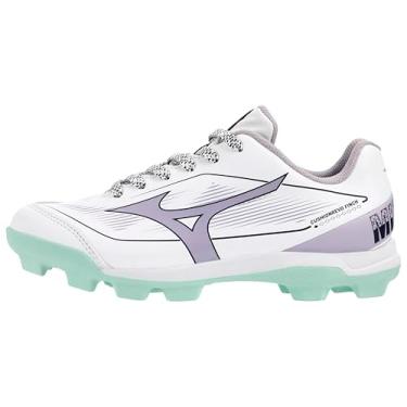 Imagem de Mizuno Chuteira feminina de softbol Cushion revo Finch Jr. TPU Spike, Branco-lavanda, 16