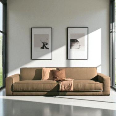 Imagem de Sofá 2 Lugares King-size Revestimento em Sarja 266cm Bege Escuro