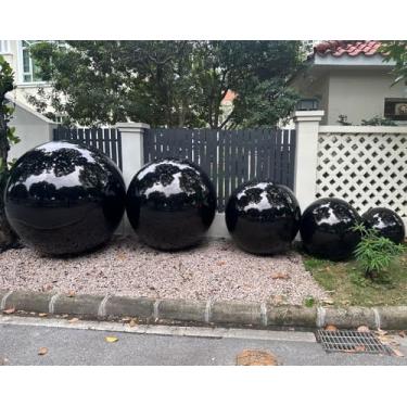 Imagem de Bola de espelho inflável gigante grandes bolas brilhantes herméticas para pendurar e ficar em pé esfera grande selada de PVC para eventos e festas de palco, publicidade, decoração de shows (preto, 122