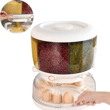 Imagem de Dispenser Giratório Organizador de Grãos 10Kg com Divisória para Ovos 