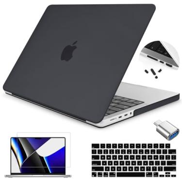 Imagem de Teryeefi Capa para MacBook Pro de 14 polegadas, versão 2021, modelo A2442, capa rígida de plástico com película de teclado e protetor de tela compatível com capa de MacBook 14 polegadas M1 Pro com Touch ID, preta
