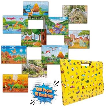 Imagem de Kit Quebra-Cabeça Infantil 10 Modelos Dinossauros – 60 Peças Cada | Brinquedo Educativo para Crianças e Família