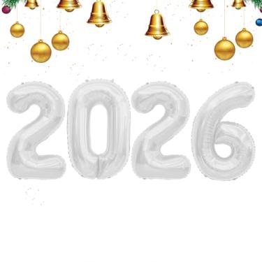Imagem de Balões de 2026, balões com números de 101 cm, balões de feliz ano novo para artigos de festa de ano novo de 2026, balões de graduação número decorações classe de 2026, decorações de festa de