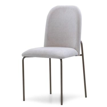 Imagem de Cadeira Elos Herval Estofada Linho Bege Aço Laca Fosca