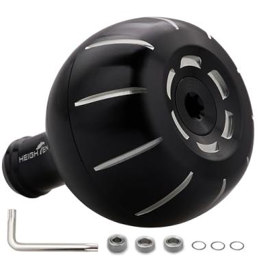 Imagem de HEIGHTEN Puxador de molinete de pesca de 42 mm para carretel giratório Shimano Daiwa Baitcasting Stradic FK 5000 Saragosa SW Ocea Jigger Torium Speedmaster (42 mm - Preto e Siver) (1118)