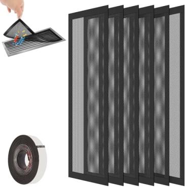 Imagem de 6 pacotes de capa de ventilação para registro de piso, tampas de ventilação magnéticas armadilha com fita magnética adesiva, ímã forte de 10 x 25 cm capa protetora para ventilação de piso capa de tela