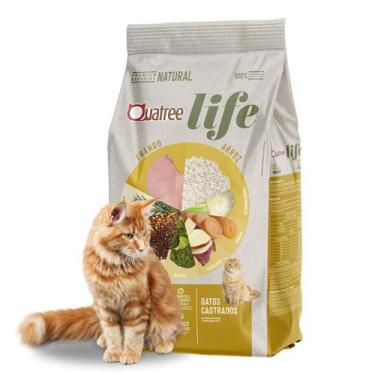 Imagem de Ração Super Premium Para Gatos Adultos Castrados Quatree Life Sabor Fr