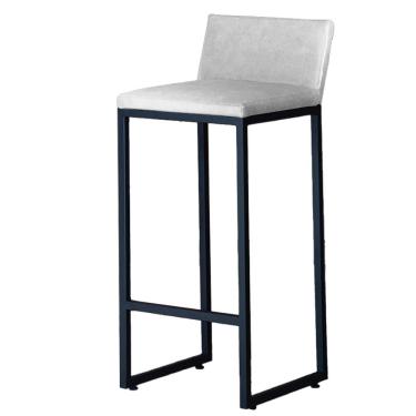 Imagem de Banqueta Alta Dani Reforçada Decorativa Balcão Bancada Cozinha Bar Base Preta Courino