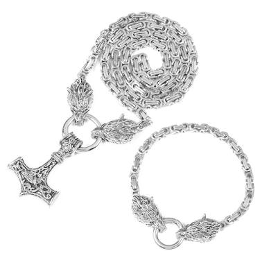 Imagem de FKOJMH Colar com pingente Thor Mjolnir de aço inoxidável, 18.5 Inches, Aço inoxidável, Sem Pedra Preciosa