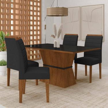 Imagem de Mesa 1,36 Biella Com 4 Cadeiras Estofadas Freijó/pto/sd Preto - M.a