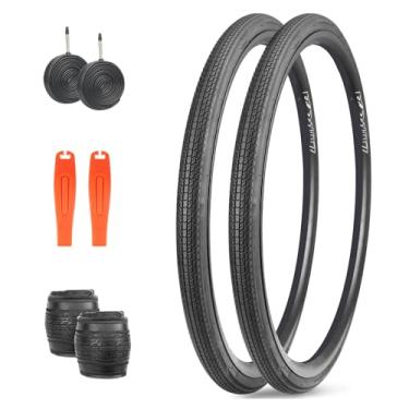 Imagem de Pneu de bicicleta 700C para bicicleta híbrida de estrada (preto - pacote com 2 com tubo interno, 700 x 28 C)