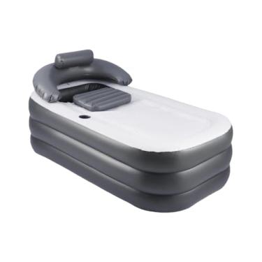 Imagem de FLCPJGV Banheira Inflável, Banheira Dobrável Portátil com Apoios de Braços, Suporte para Copos em PVC Roll-off para Adultos E Crianças, em C, Preto, Tamanho real