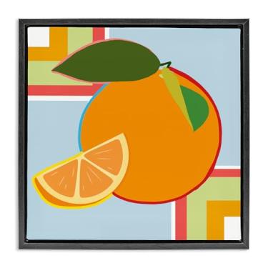 Imagem de Stupell Industries Arte de parede geométrica laranja fruta preta emoldurada flutuante, design por Daniela Santiago, 18 x 18