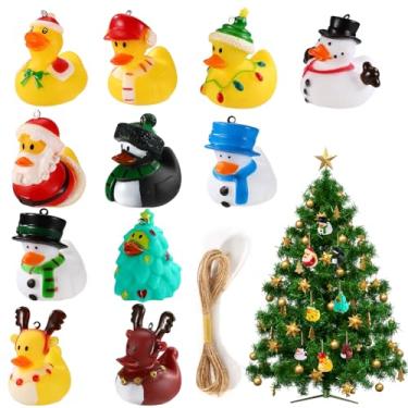 Imagem de 11un. Patos de Borracha Natal, Mini Patos Natal Sortidos e Bonitos com Corda para Jipes Cruzeiros Banheiro Piscina
