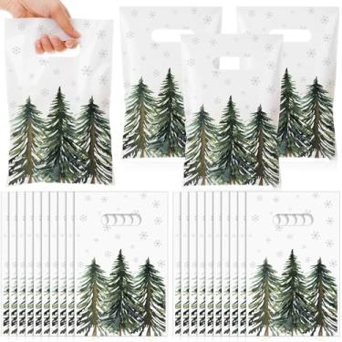 Imagem de GliCraft 100 unidades de sacolas de presente de Natal com alça pequena de plástico para árvore de Natal a granel para embalagem de festa, lanche, embrulho, casamento, aniversário, lembrancinhas