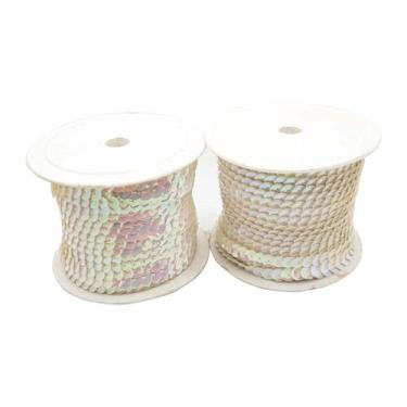 Imagem de Fio Trançado Lantejoula Branco Irisado 8mm 50m 170g - Macall