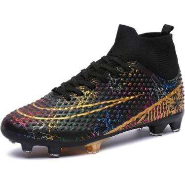 Imagem de Tênis de futebol masculinos de futebol com pontas longas, couro e borr