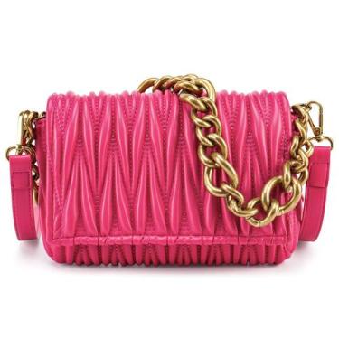 Imagem de Bolsa transversal de material sintético acolchoado rosa choque - Light