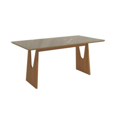 Imagem de Mesa de Sala Jantar Mila Premium Madeira Maciça c/ Tampo Madeirado c/ Vidro 160x90cm Carvalho/Freijo Bronze - Kappesberg