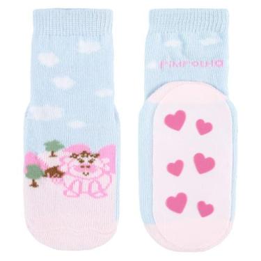 Imagem de Meia Infantil Antiderrapante Bebê Menina Tam. 21 ao 25 Pimpolho, Azul,