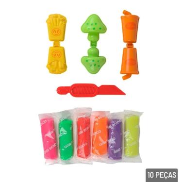 Imagem de Massinha de Modelar 10 Peças Moldes Alimentos - Tudo em Caixa