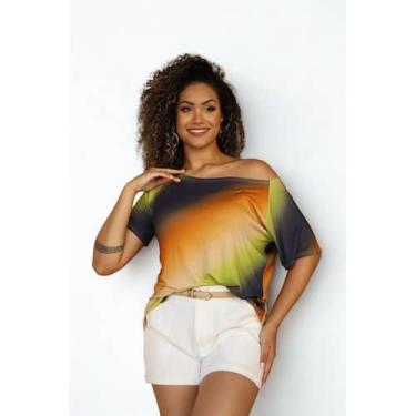 Imagem de Blusa Feminina Gola Canoa Estampada Multicolorido - Marlui Modas
