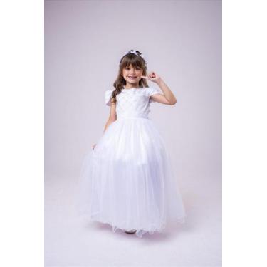 Imagem de Vestido Infantil Longo Gabriela Branco - Elegância e Sofisticação para