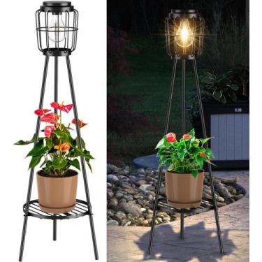 Imagem de Luzes solares VISFLAIR com suporte para plantas, luminária de chão ext